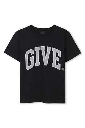 T-shirt in cotone biologico nero GIVENCHY KIDS | H3073809B